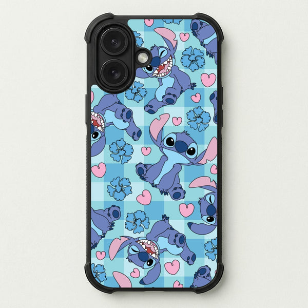 Blue Alien And Hearts Pattern Phone Case — Bumper case