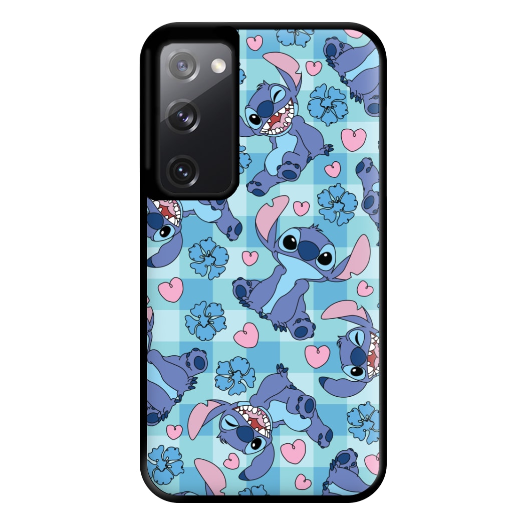 Blue Alien And Hearts Pattern Phone Case for Galaxy S20FE