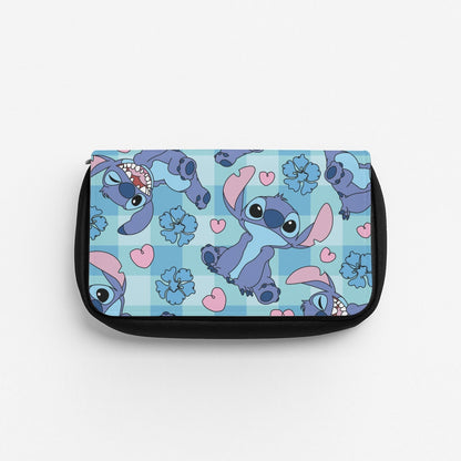 Blue Alien And Hearts Pattern Pencil Case