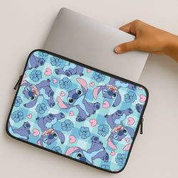 Blue Alien And Hearts Pattern MacBook Case