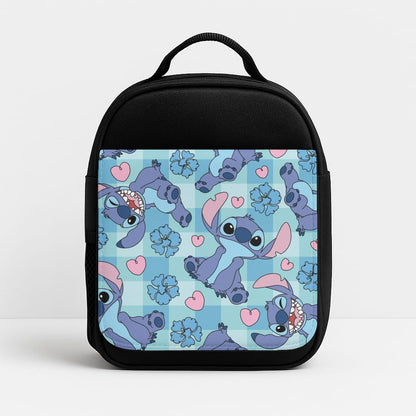Blue Alien And Hearts Pattern Insulated Lunchbox