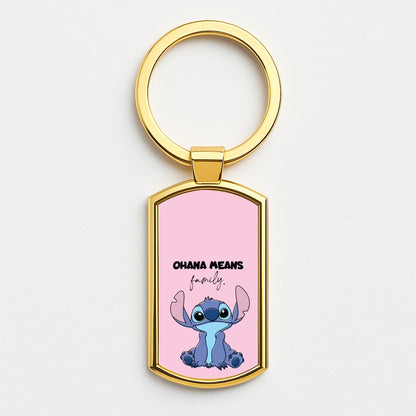 Ohana Means Family Pink Gold Keyring
