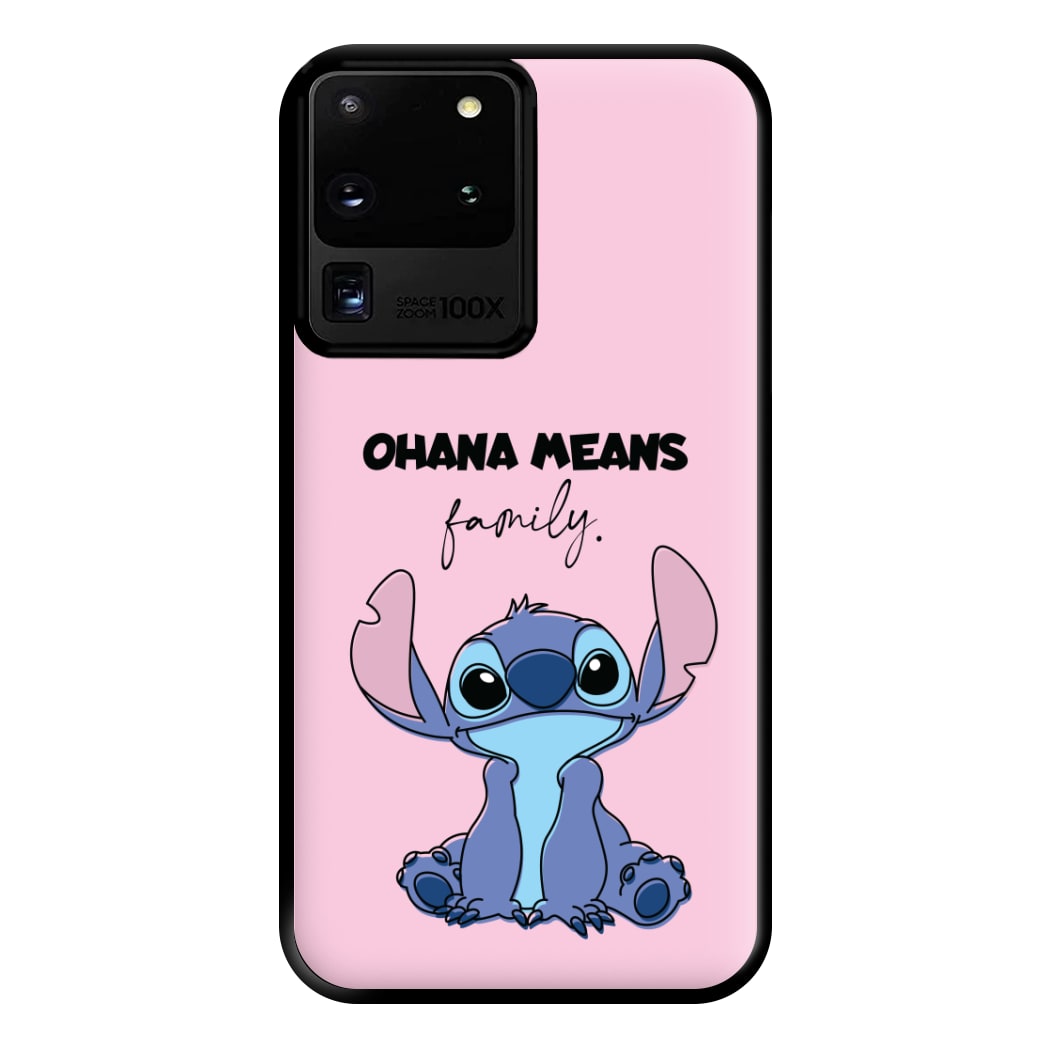 Ohana Means Family Pink Phone Case for Galaxy S20 Ultra