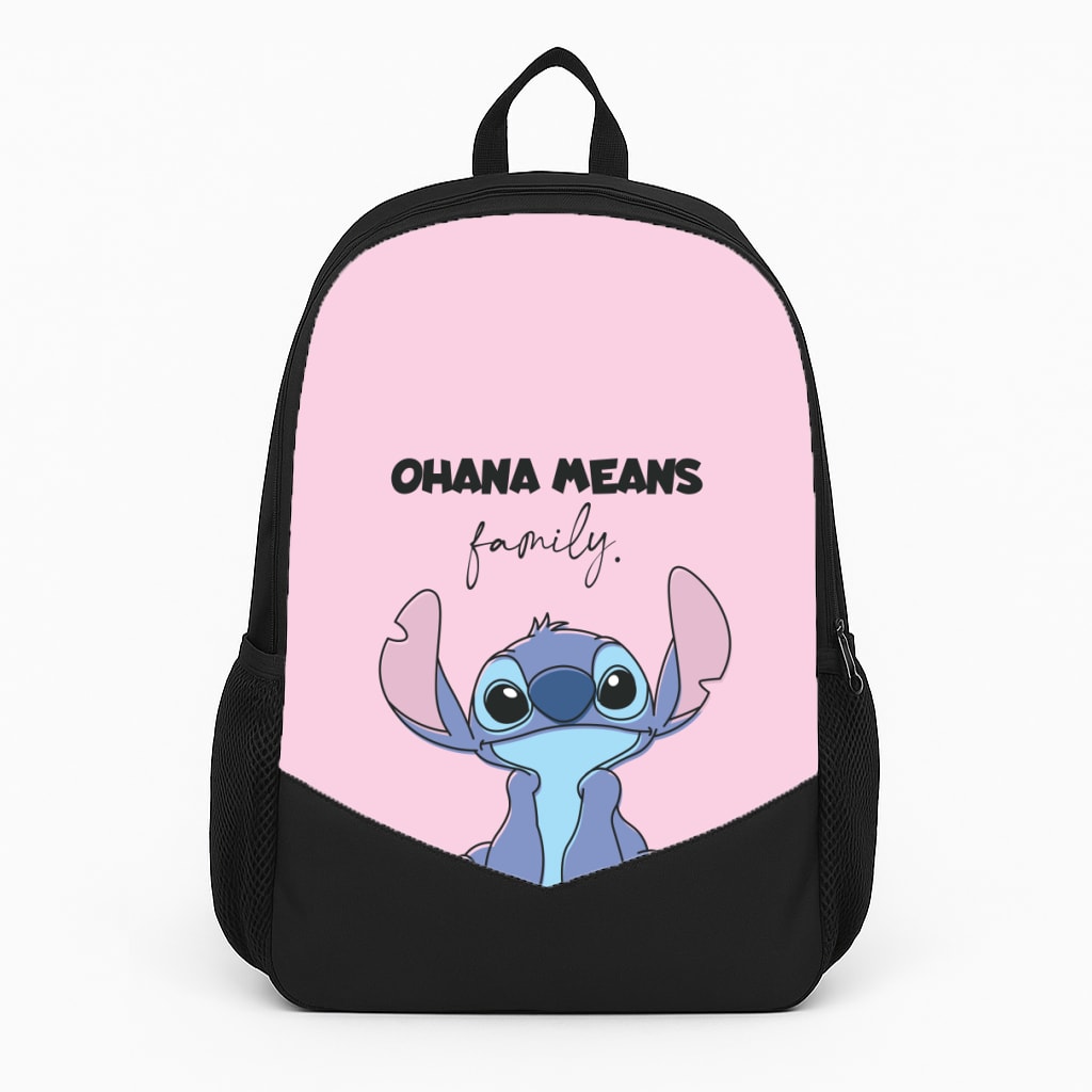 Ohana Means Family Pink Backpack
