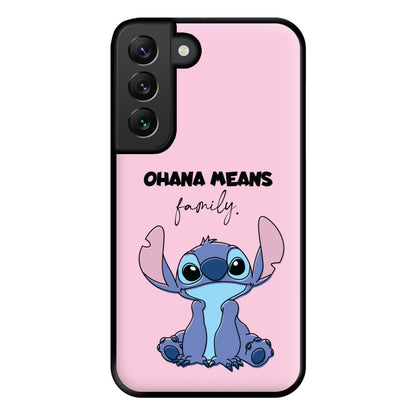 Ohana Means Family Pink Phone Case for Galaxy S22 Plus