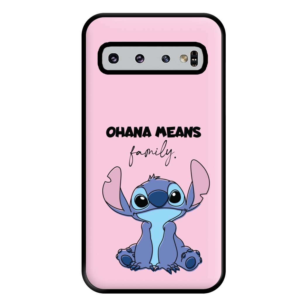 Ohana Means Family Pink Phone Case for Galaxy S10 Plus