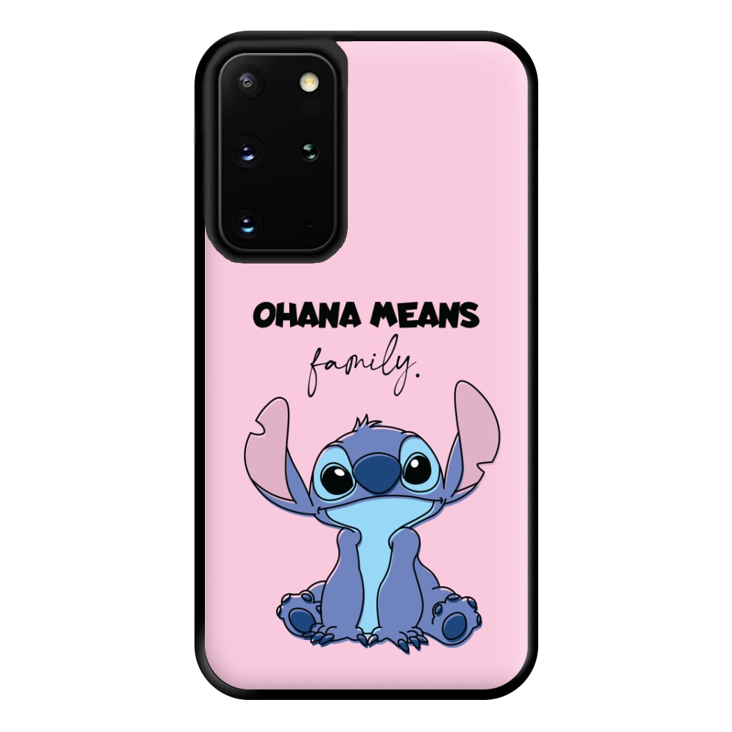 Ohana Means Family Pink Phone Case for Galaxy S20 Plus