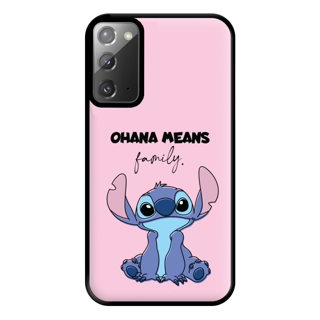 Ohana Means Family Pink Phone Case for Galaxy Note 20 Ultra