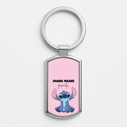 Ohana Means Family Pink Silver Keyring