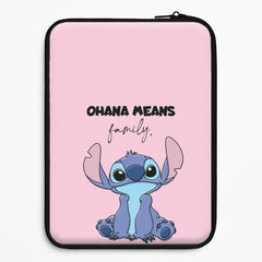 Ohana Means Family Pink Laptop Sleeve