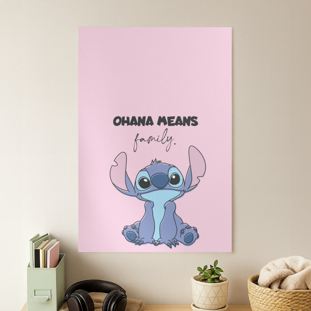 Ohana Means Family Pink Poster