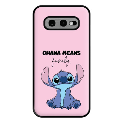 Ohana Means Family Pink Phone Case for Galaxy S10e