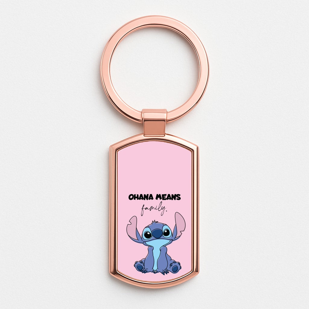 Ohana Means Family Pink Rose Gold Keyring