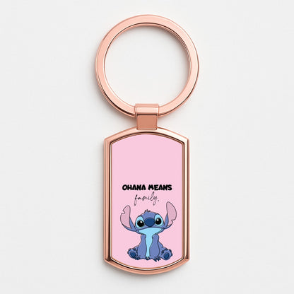Ohana Means Family Pink Rose Gold Keyring