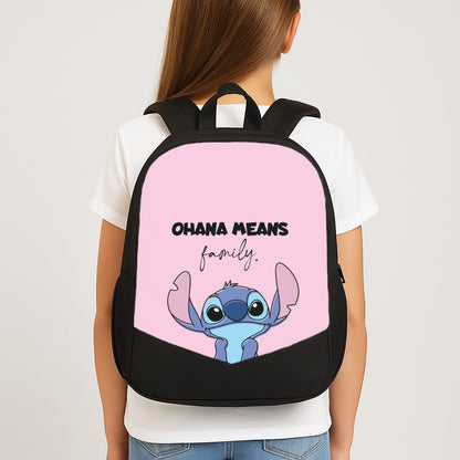 Ohana Means Family Pink School Bag