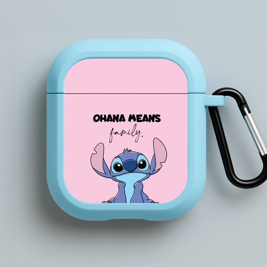Ohana Means Family Pink Blue AirPods Case