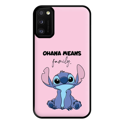 Ohana Means Family Pink Phone Case for Galaxy A41