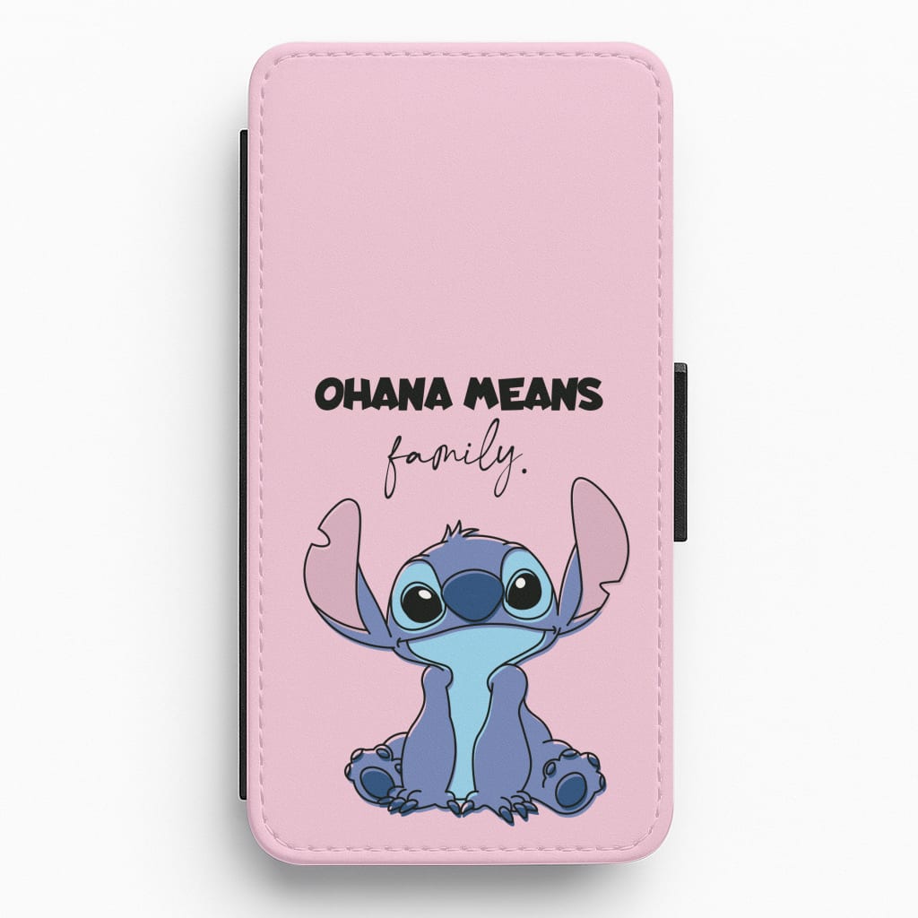 Ohana Means Family Pink Flip / Wallet Phone Case