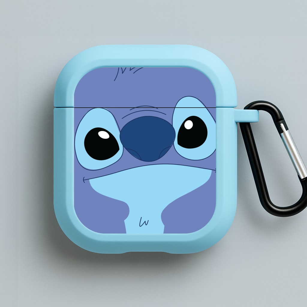 Blue Alien Face Blue AirPods Case