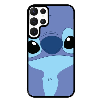 Blue Alien Face Phone Case for Galaxy S22 Ultra