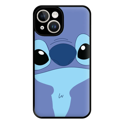 Blue Alien Face Phone Case for iPhone 14