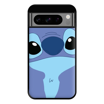 Blue Alien Face Phone Case for Google Pixel 8 Pro