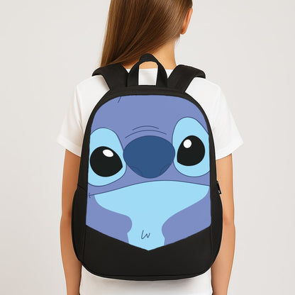 Blue Alien Face Large School Bag