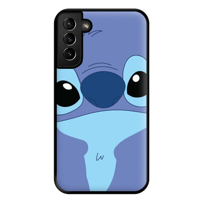 Blue Alien Face Phone Case for Galaxy S21 Plus