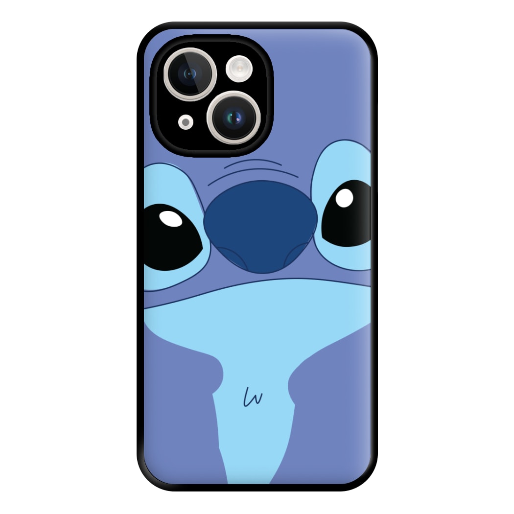 Blue Alien Face Phone Case for iPhone 14 Plus