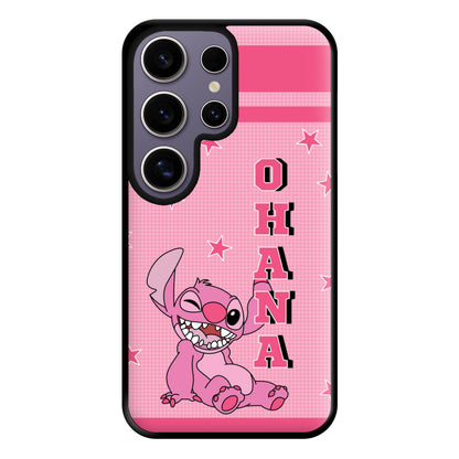 Pink Alien Ohana Phone Case for Galaxy S25 Ultra