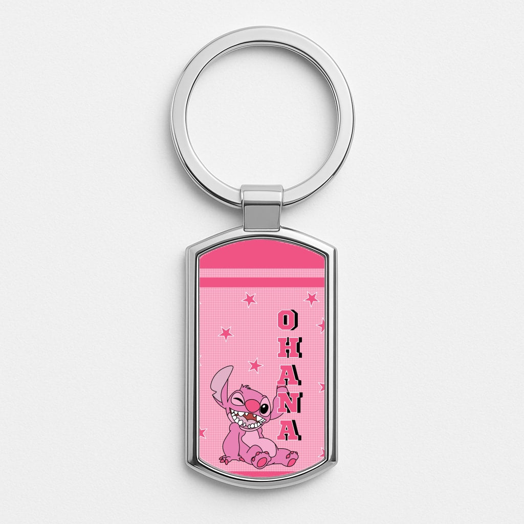 Pink Alien Ohana Luxury Keyring