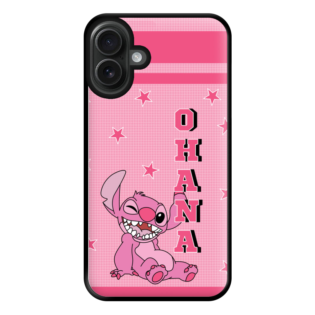 Pink Alien Ohana Phone Case for iPhone 16 Plus