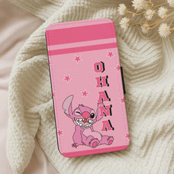 Pink Alien Ohana Wallet Phone Case