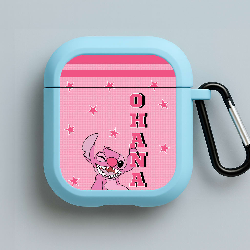 Pink Alien Ohana Blue AirPods Case
