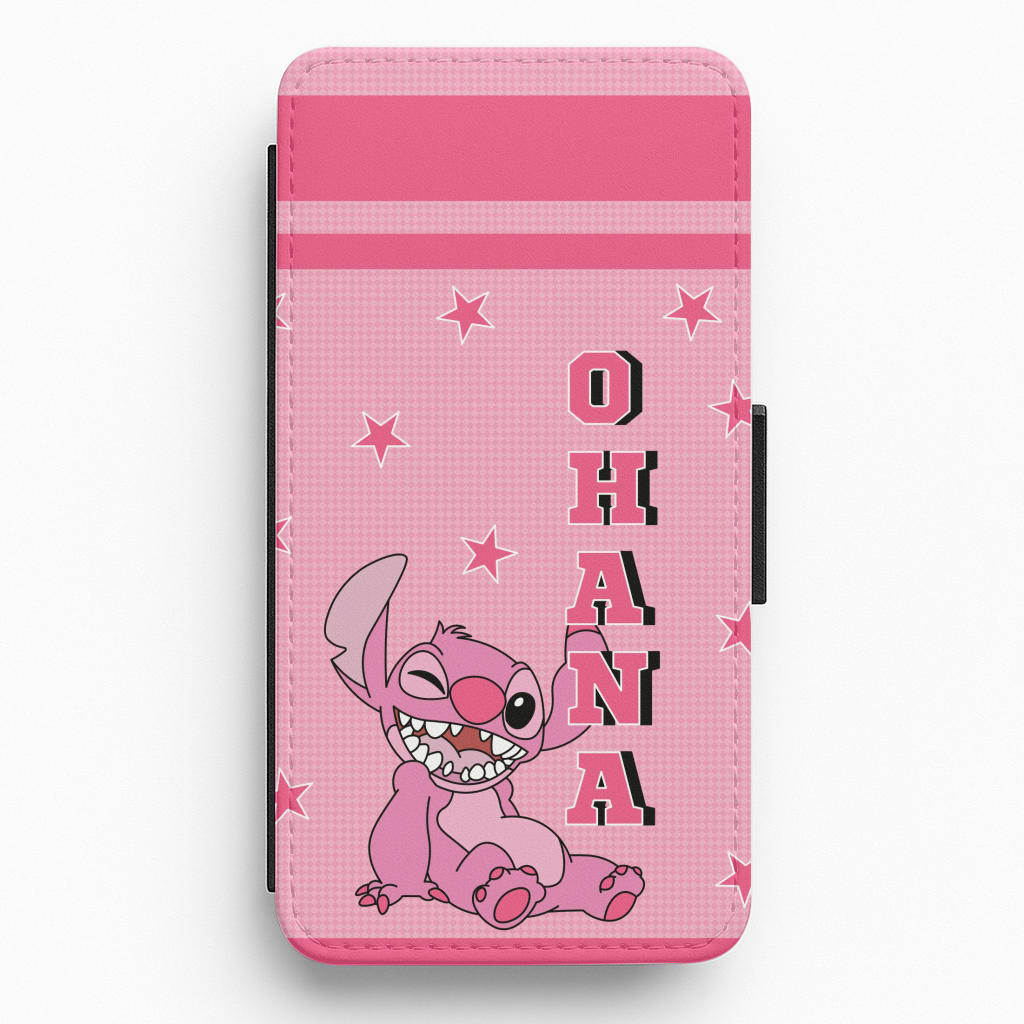 Pink Alien Ohana Flip / Wallet Phone Case