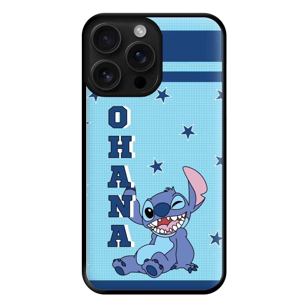 Blue Alien Ohana Phone Case for iPhone 16 Pro Max