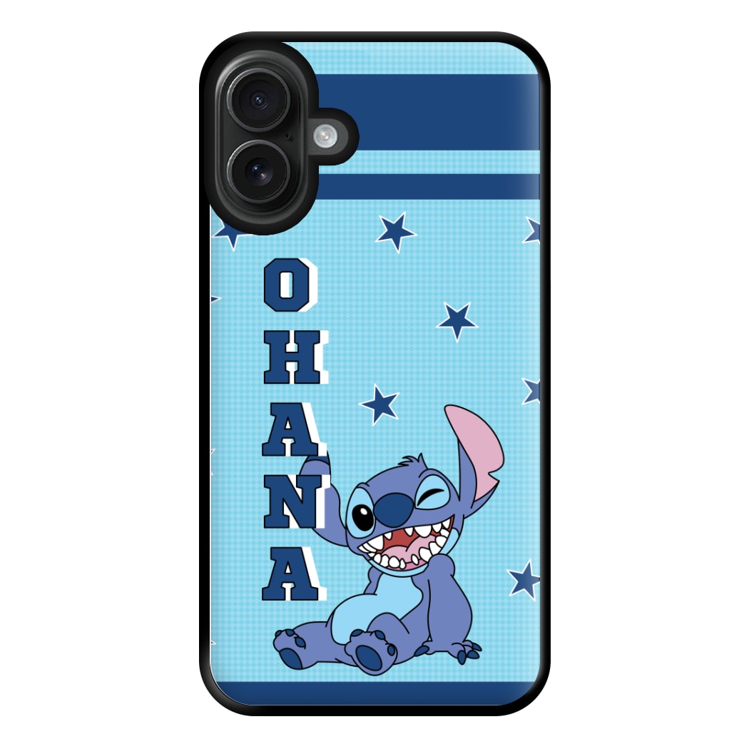 Blue Alien Ohana Phone Case for iPhone 16 Plus