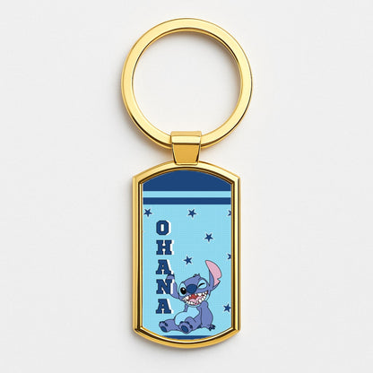 Blue Alien Ohana Gold Keyring
