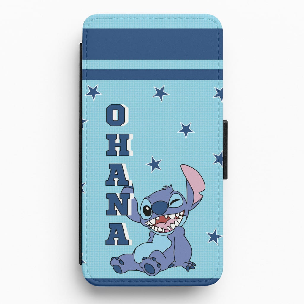 Blue Alien Ohana Flip / Wallet Phone Case