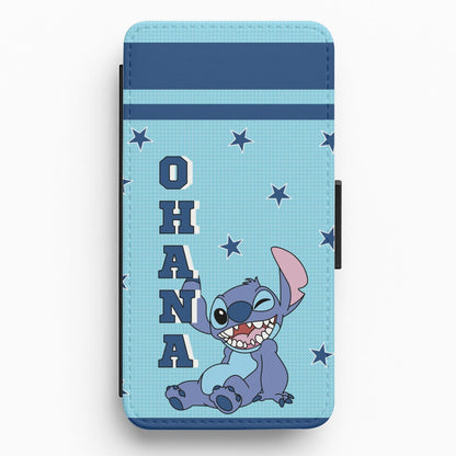 Blue Alien Ohana Flip / Wallet Phone Case