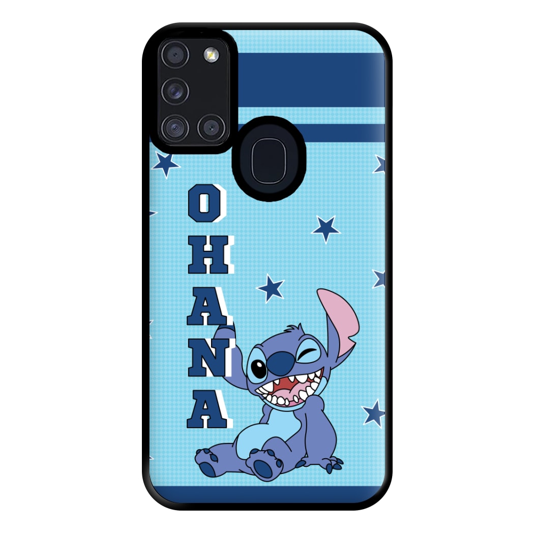 Blue Alien Ohana Phone Case for Galaxy A21s