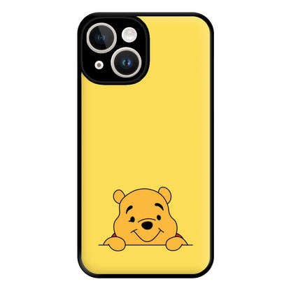 Cute Bear Leaning Phone Case for iPhone 14