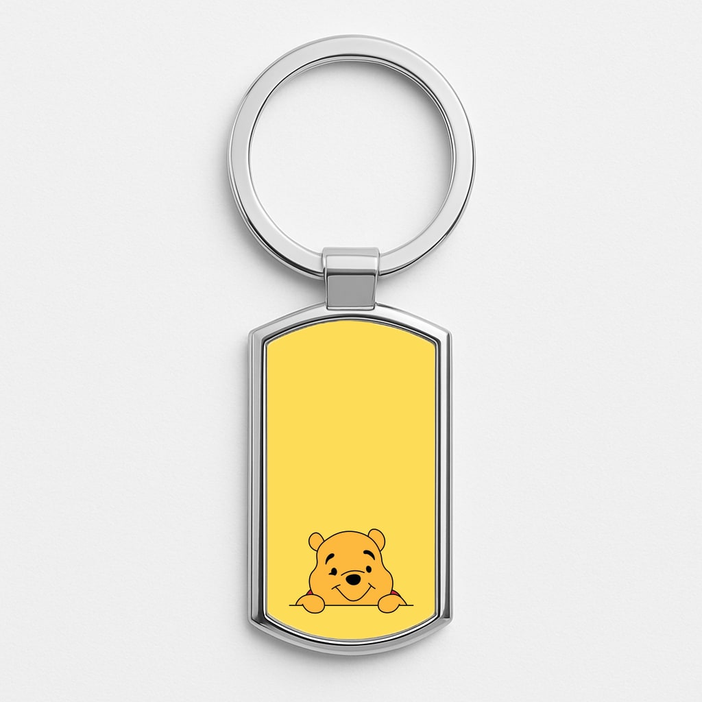 Cute Bear Leaning Silver Keyring