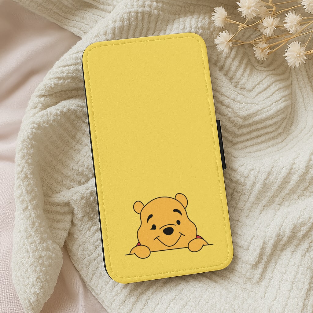 Cute Bear Leaning Wallet Phone Case