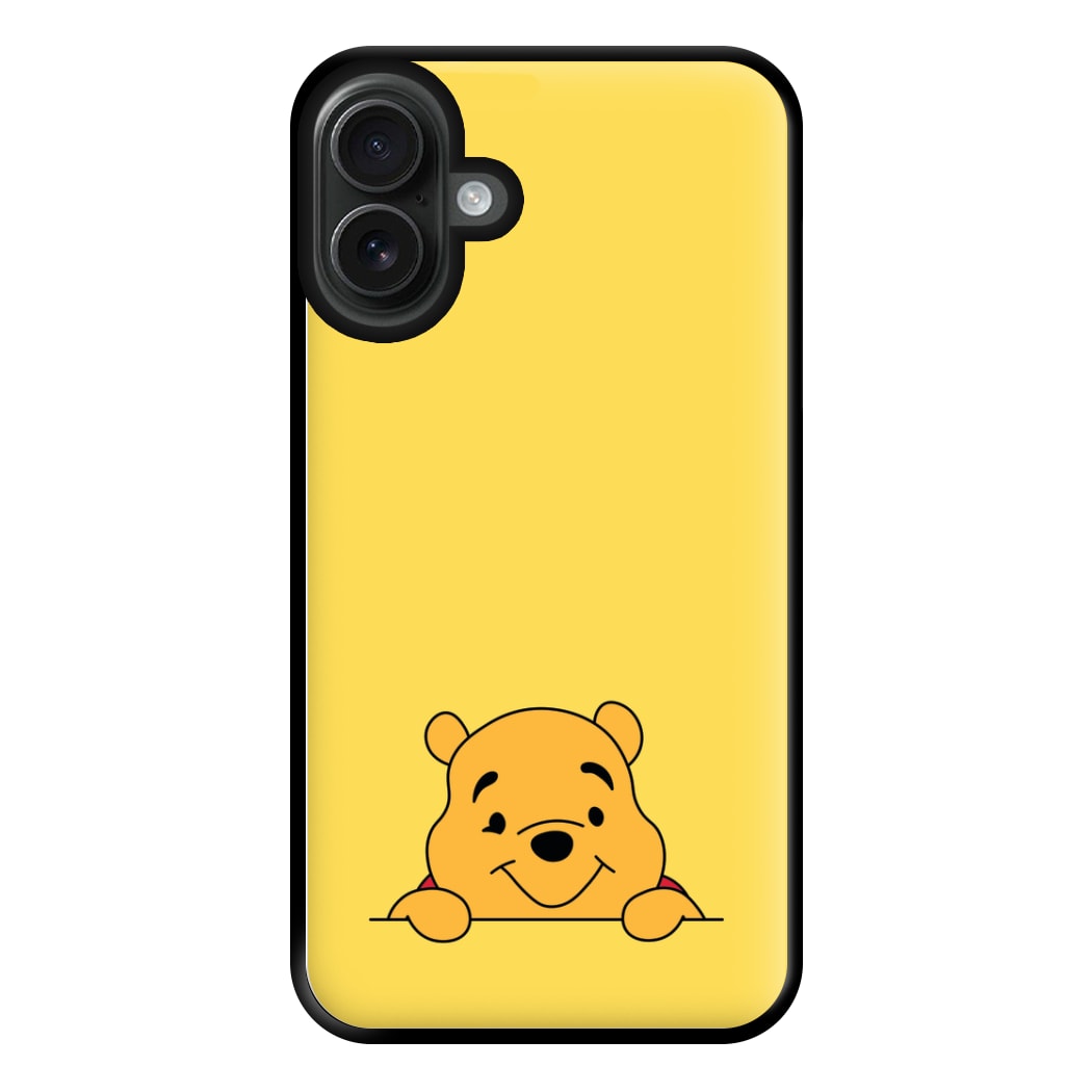 Cute Bear Leaning Phone Case for iPhone 16 Plus
