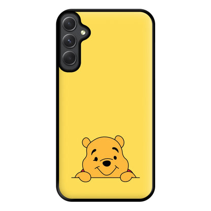 Cute Bear Leaning Phone Case for Galaxy A14