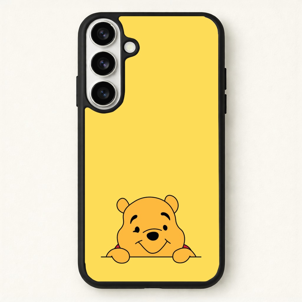 Cute Bear Leaning Phone Case for Galaxy S26 Plus