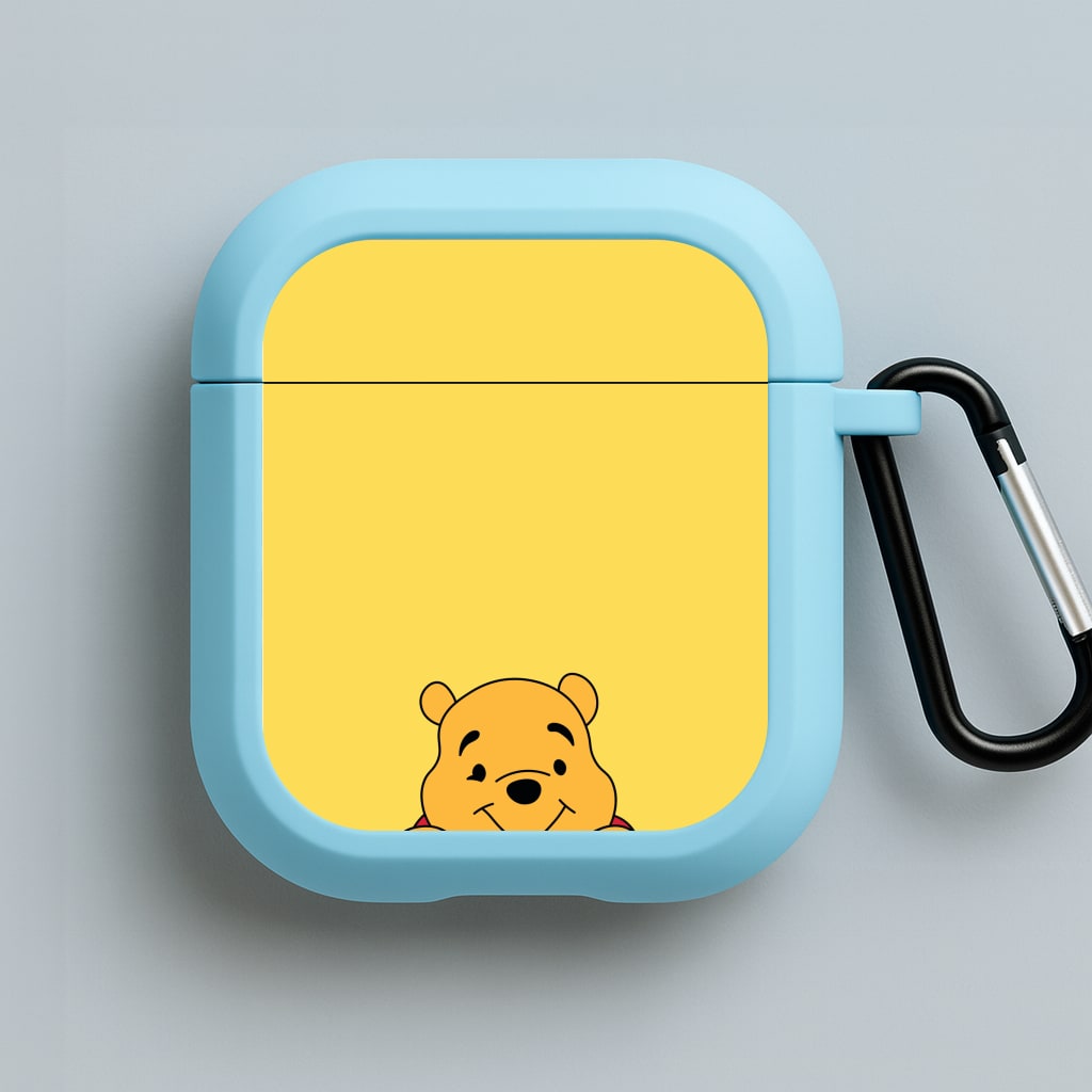 Cute Bear Leaning Blue AirPods Case