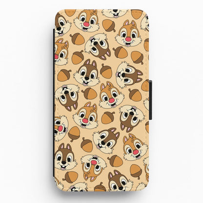 Cute Squirrels And Acorns Pattern Flip / Wallet Phone Case