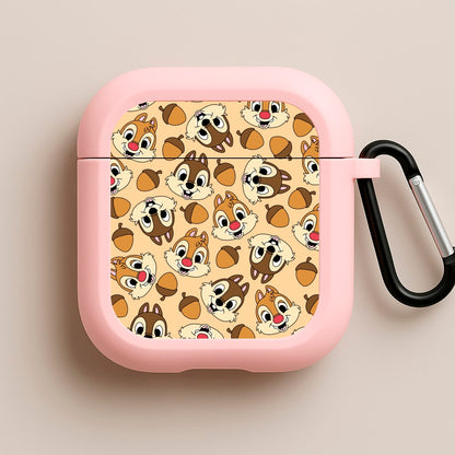 Cute Squirrels And Acorns Pattern Pink AirPods Case